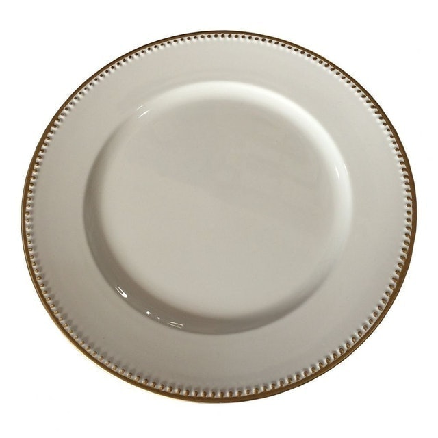 Sousplat Branco Com Detalhes Dourado 1
