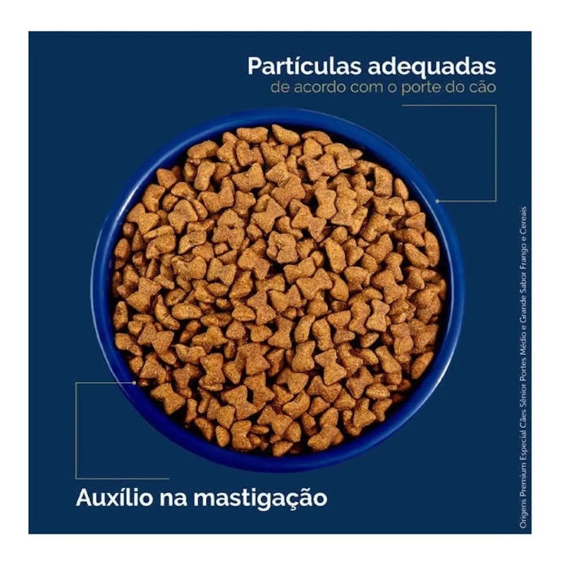 Ração Origens Premium Especial Cães Sênior Portes Médio e Grande Sabor Frango e Cereais 5