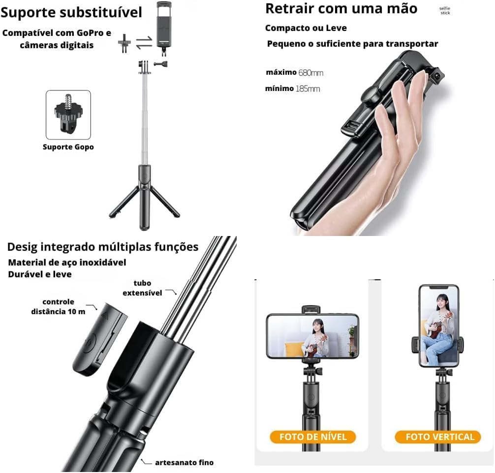 Bastão Tripé para Celular 360º Dobrável 4
