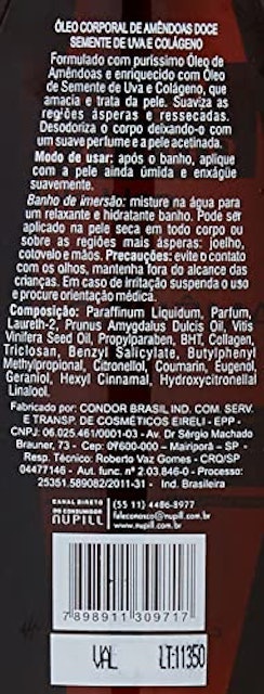 Óleo de Amêndoas Nupill Semente de Uva e Colágeno 3