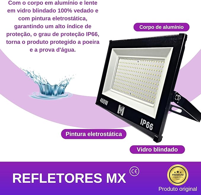 Refletor LED 400 W Holofote à Prova d'Água 5