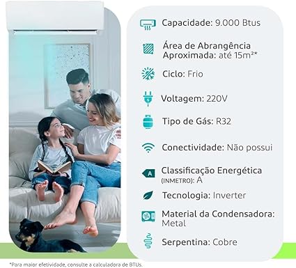 Ar-Condicionado Split High Wall Inverter Airstage Essencial 9.000 BTUs Frio 3