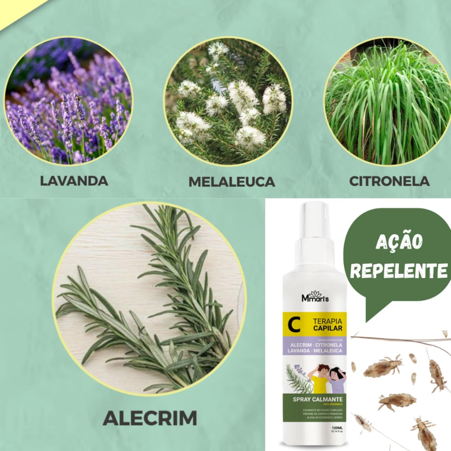 Spray Calmante Terapia Capilar Combate Piolhos e Lêndeas 4