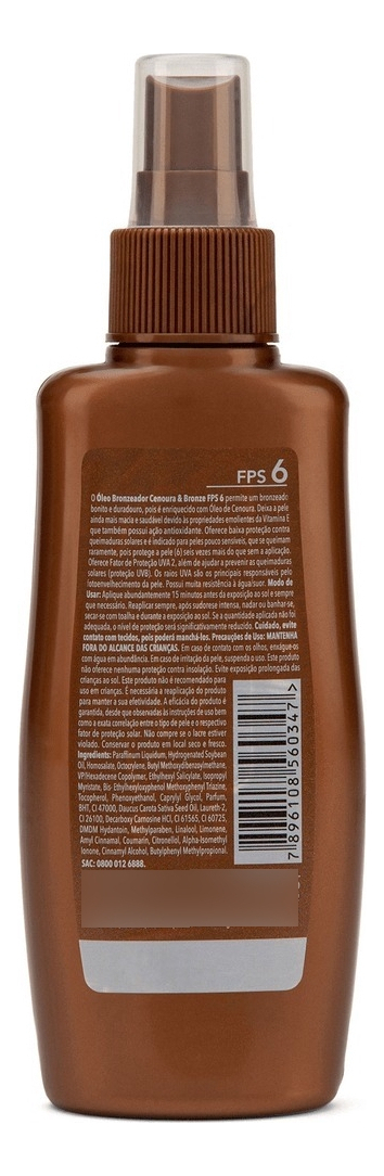 Óleo Bronzeador FPS 6 Cenoura & Bronze 2