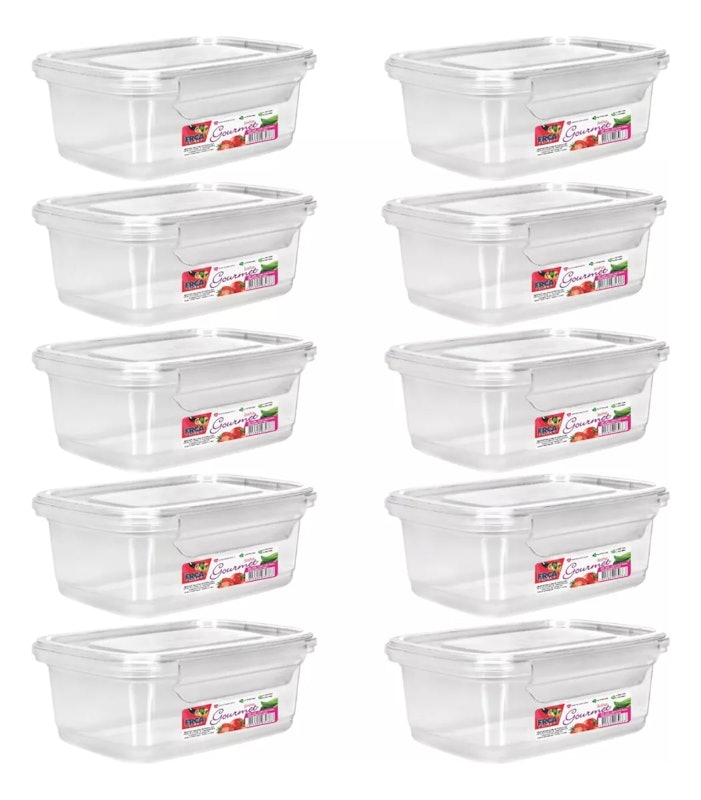 Kit 10 Potes Marmita Fitness 750 ml Travas Freezer Microondas 1