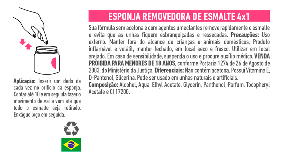 Esponja Removedora de Esmaltes 4 x 1 4