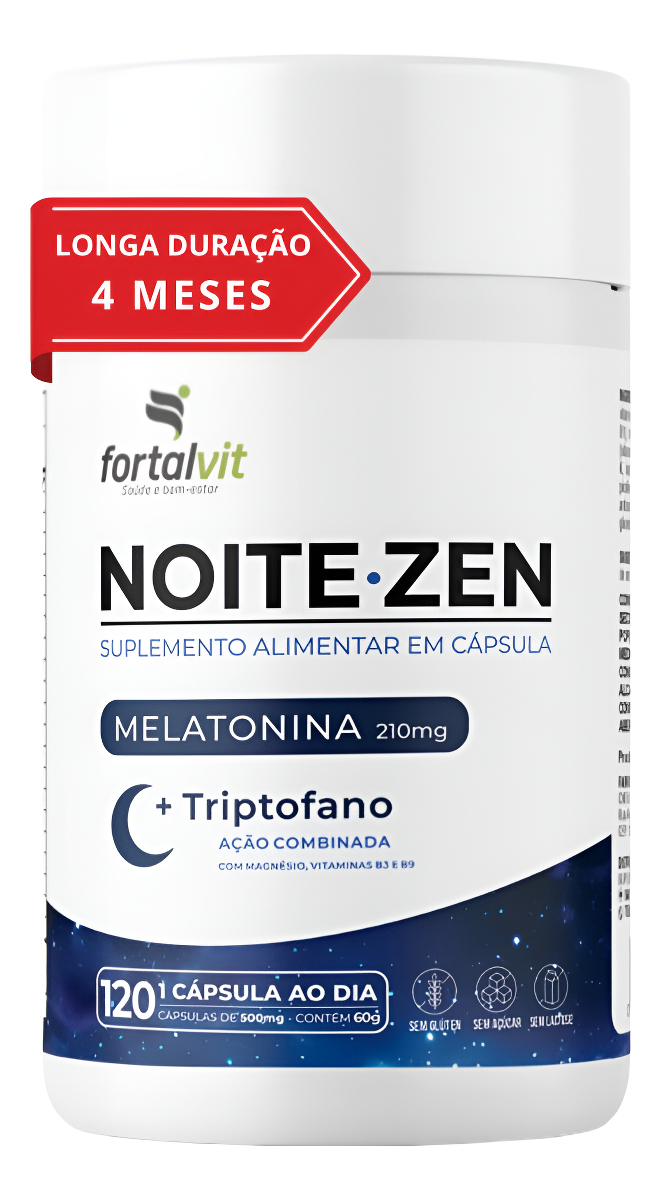 Noite.Zen Melatonina 0,21 mg, Triptofano, Magnésio, Vitaminas B3 e B9 1