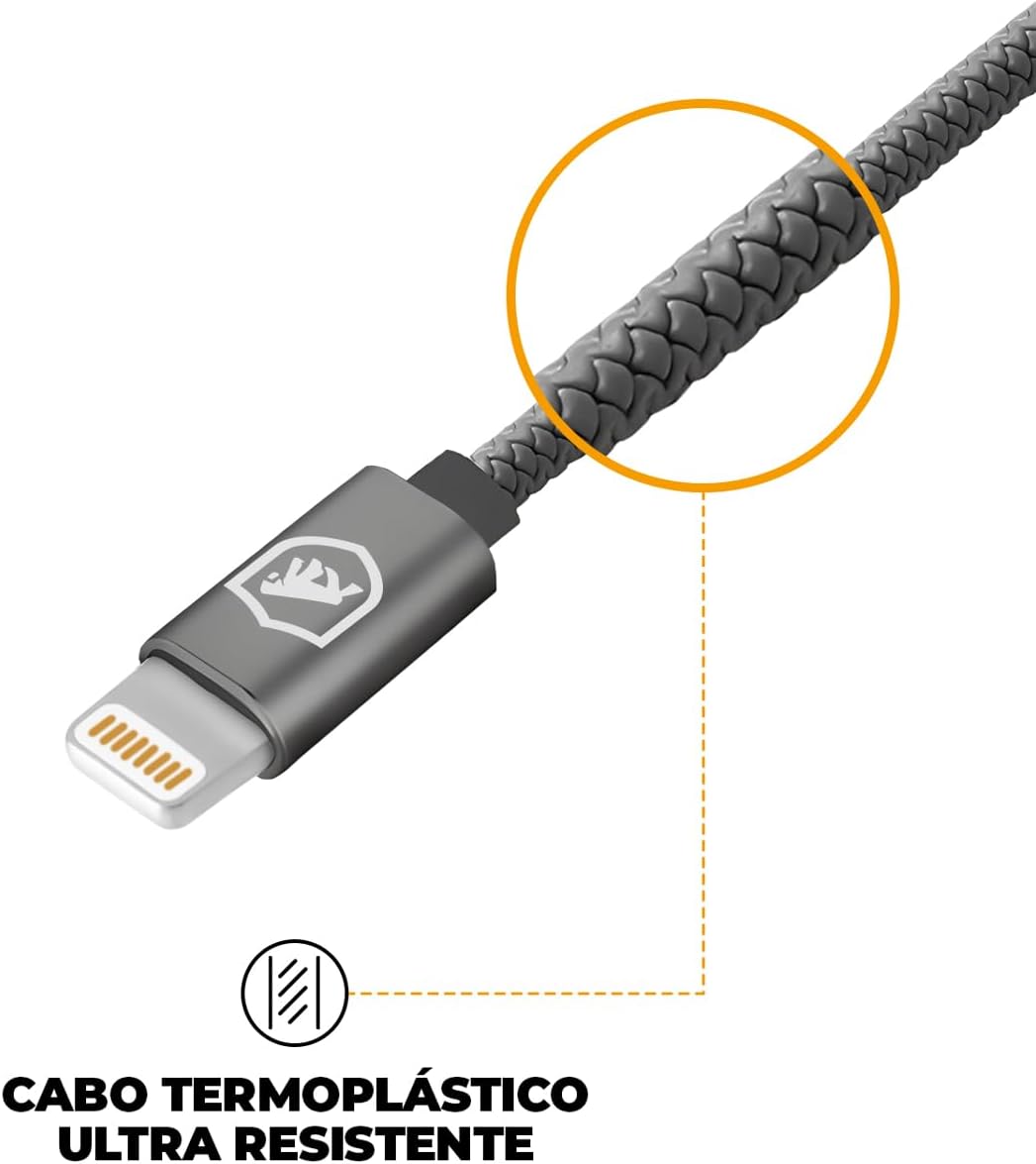 Cabo Symetric Cinza Lightning / Tipo C 1,5 m Gshield 3