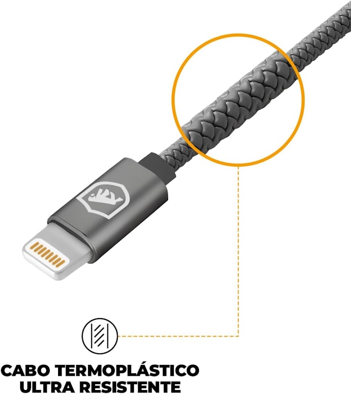 Cabo Symetric Cinza Lightning / Tipo C 1,5 m Gshield 3