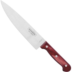 Faca Chef Tramontina Polywood com Lâmina em Aço Inox e Cabo de Madeira Tratada Vermelho 8"