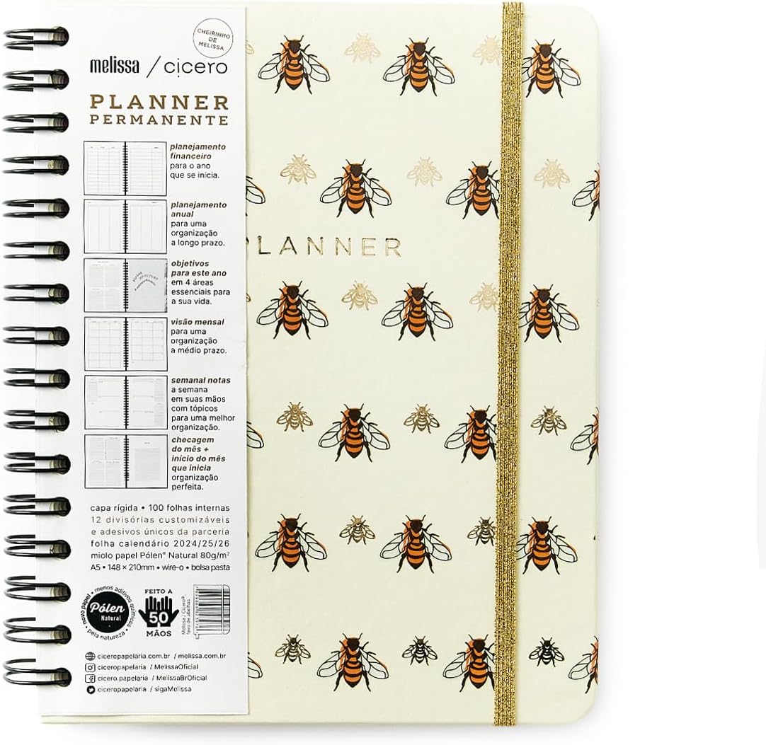 Planner Permanente Wire-o Melissa Financeiro Favo de Abelhas 1