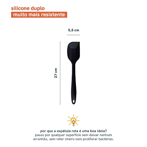 Espátula de Silicone Reta Preta Grande 2