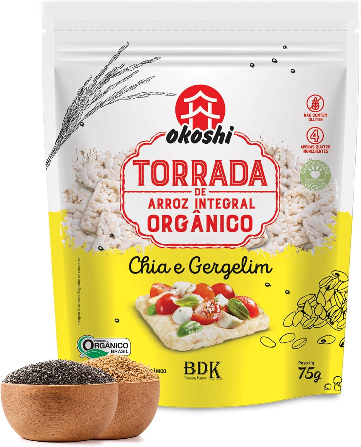 Torrada de Arroz Integral Orgânico com Chia e Gergelim 1