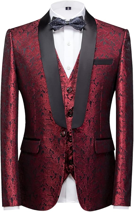 Conjunto de Terno Masculino Slim Fit de Smoking de 3 Peças Kudoro 2