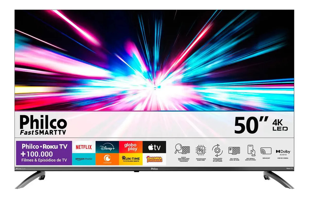 Smart TV 50” Philco 4K LED Dolby Audio 1