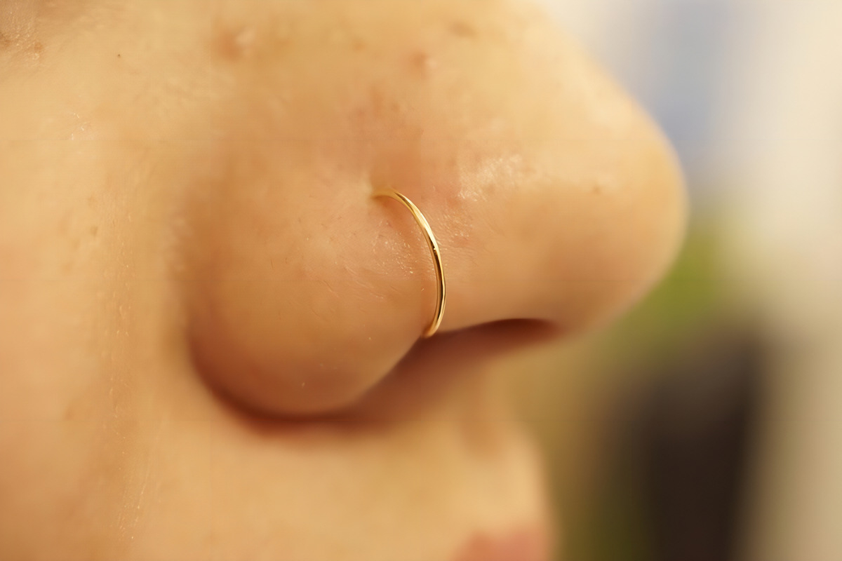 Piercing Nariz Ouro 18k Legítimo Argolinha Fina e Discreta 2