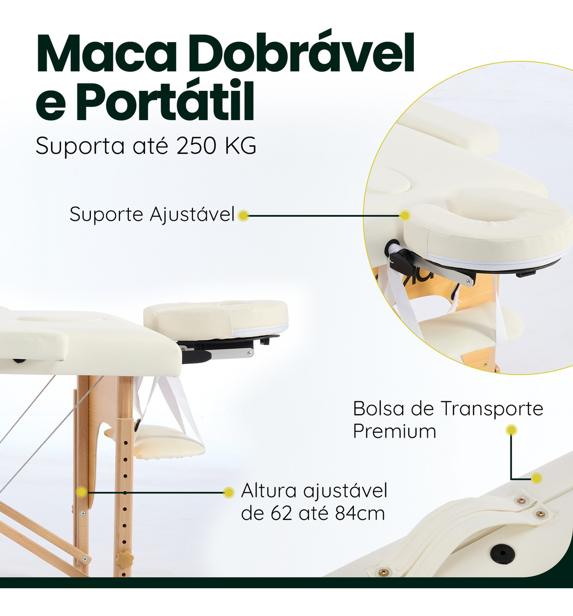 Cama Maca de Massagem Portátil Premium - Divã 2
