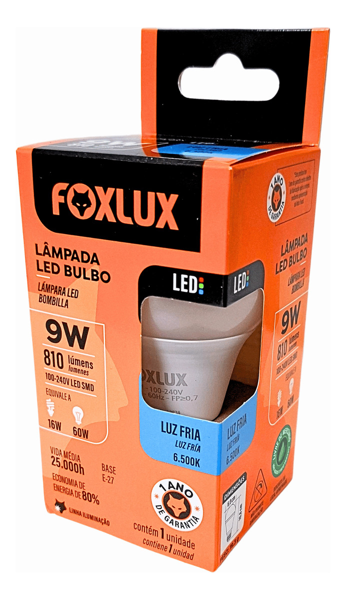 Lâmpada LED Bulbo 9 W 6500 K 3