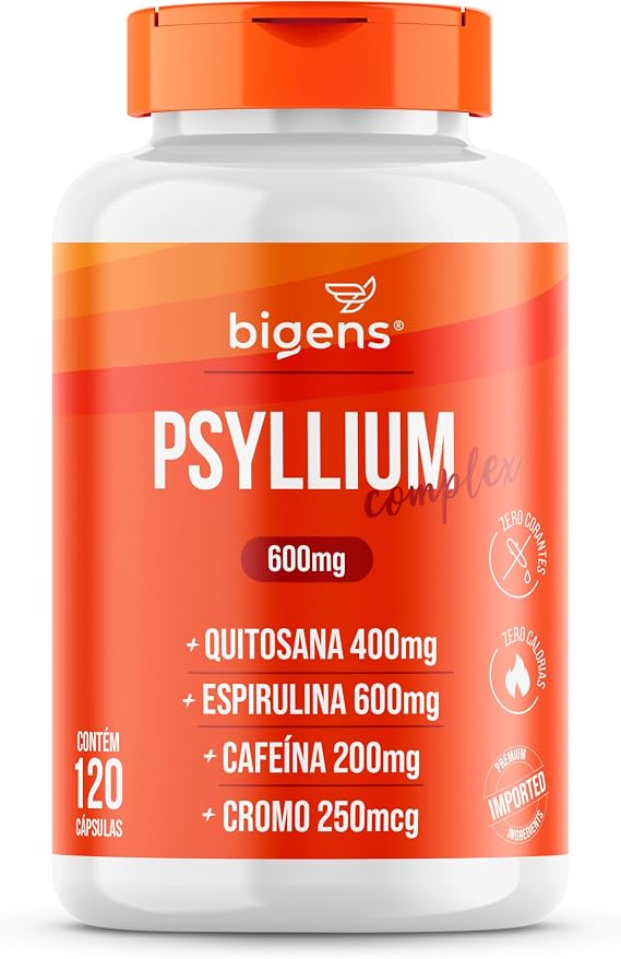 Psyllium Complex 600 mg Espirulina, Cafeína e Cromo  1