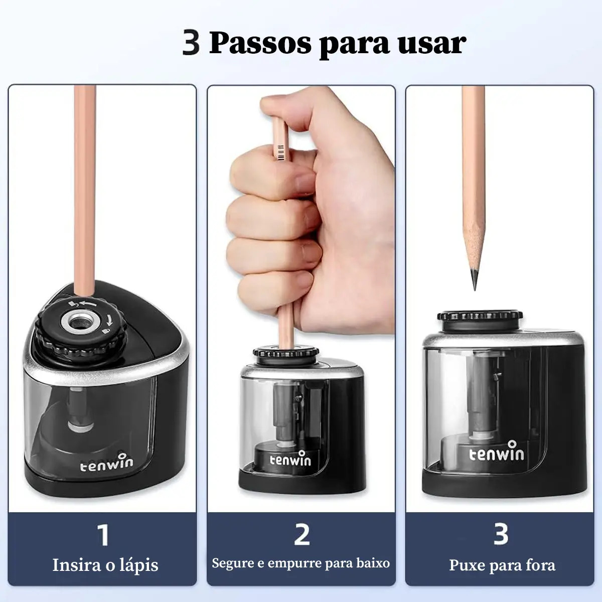 Apontador de Lápis Portátil Elétrico  2