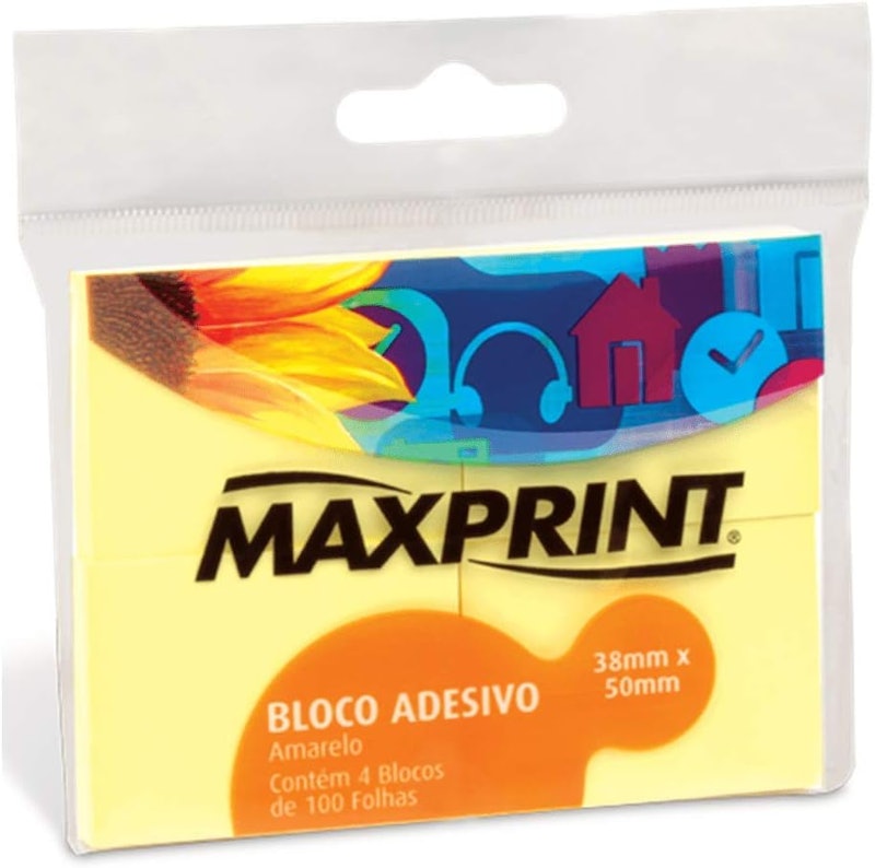 Bloco Adesivo Maxprint Pequeno Amarelo 1