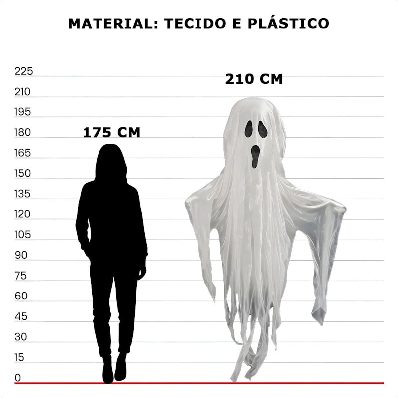 Enfeite Halloween Fantasma Gigante Branco de Pendurar 5