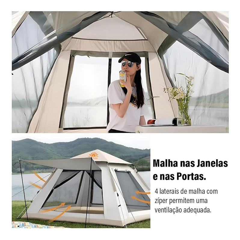 Barraca Automática New Hawaii até 4 Pessoas Impermeável Praia Bege 4