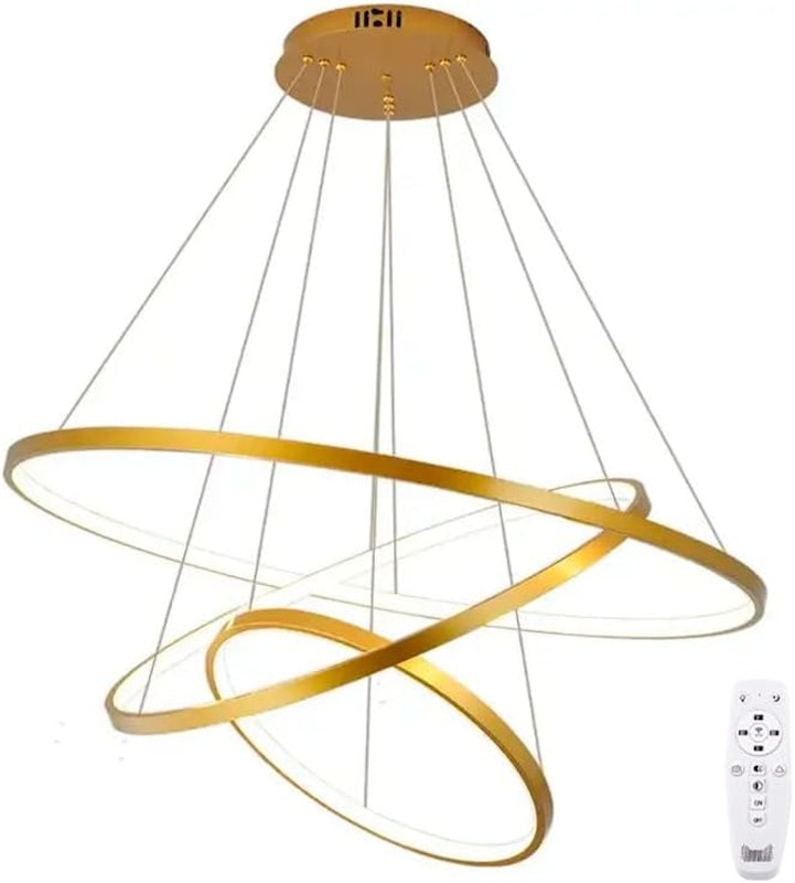 Lustre Led Moderno Pendente Anéis Led 89w 3 Arcos Dourado 2