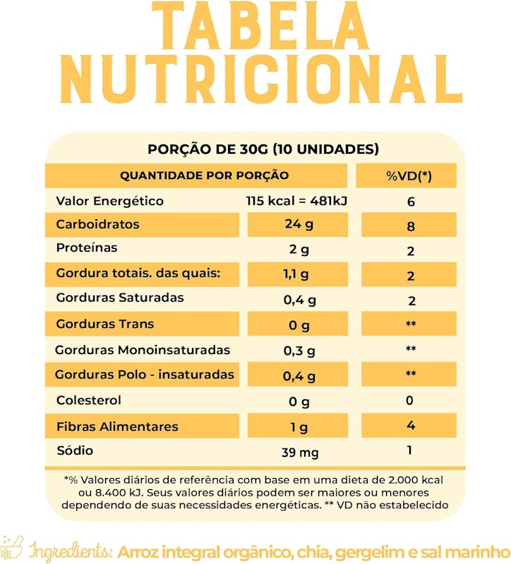 Torrada de Arroz Integral Orgânico com Chia e Gergelim 5