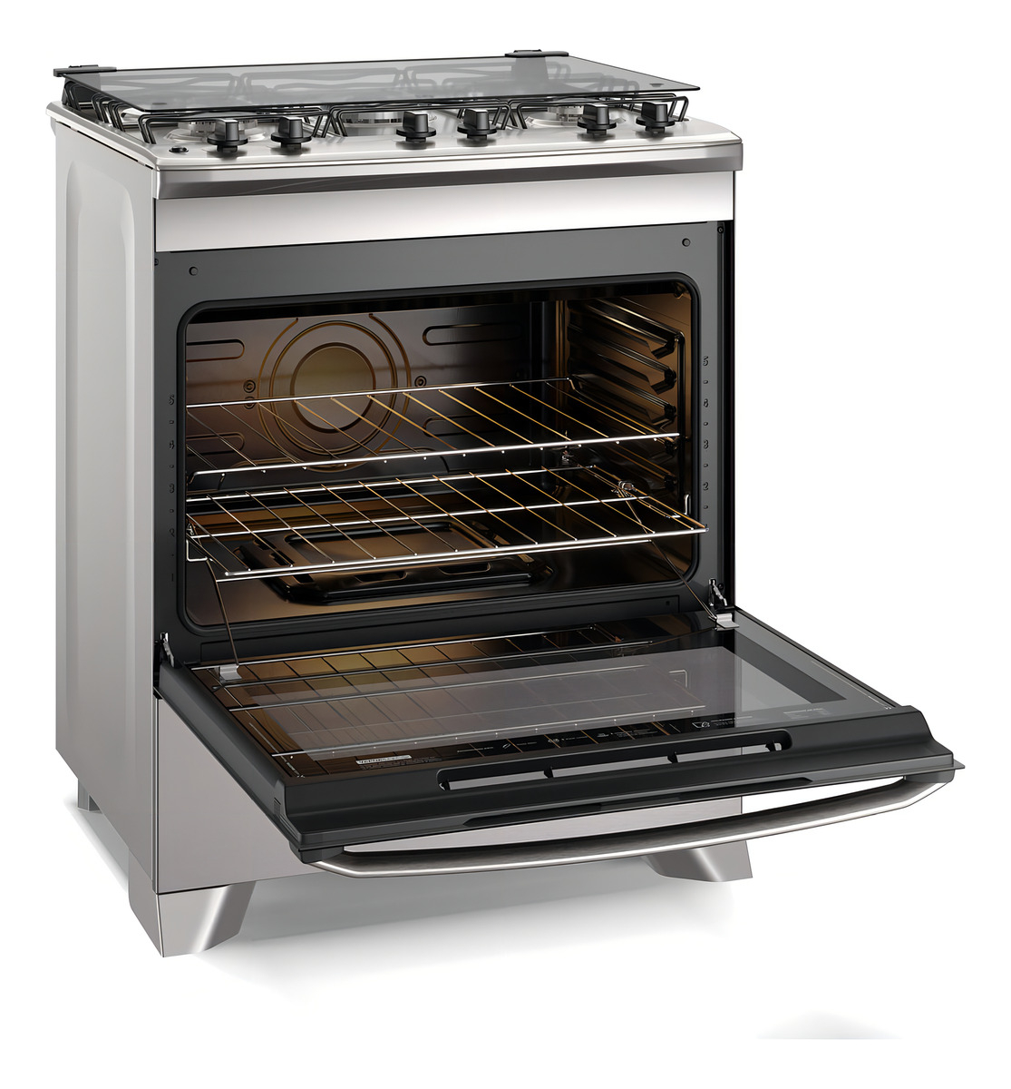 Fogão 5 Bocas Electrolux Cinza Efficient com Mesa Inox PerfectCook e VaporBake 3