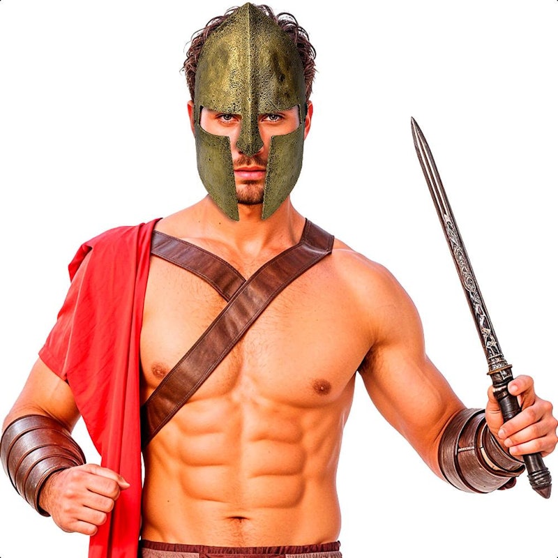 Máscara Gladiador Espartano Dourada pra Fantasia Cosplay Masculina 5