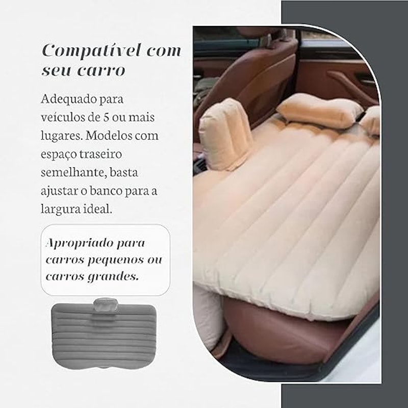 Colchão Inflável para Carro com Extensor + Apoio para os Pés + 2 Travesseiros 2