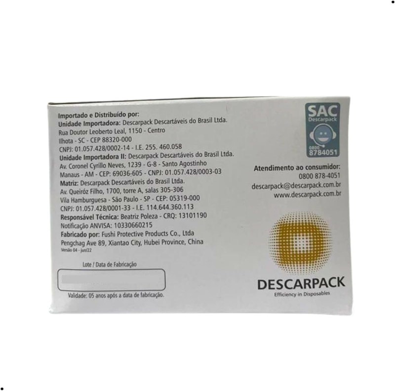 Máscara Cirúrgica Tripla com Elástico Descarpack com 50 Unidades 3
