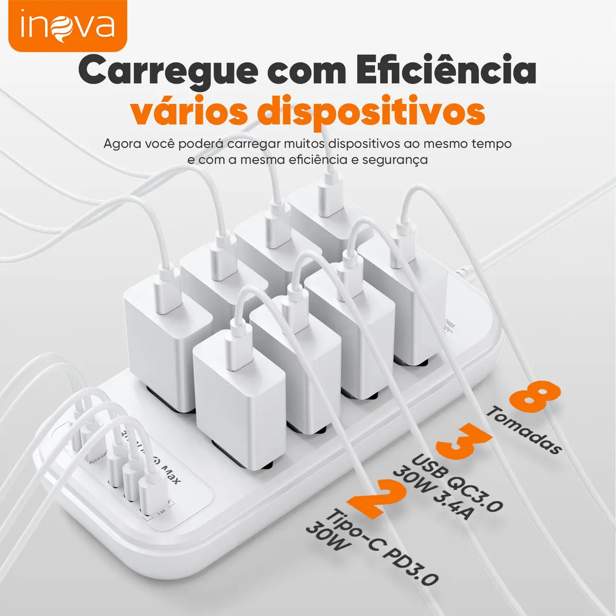 Filtro de Linha 8 Tomadas Inova 2