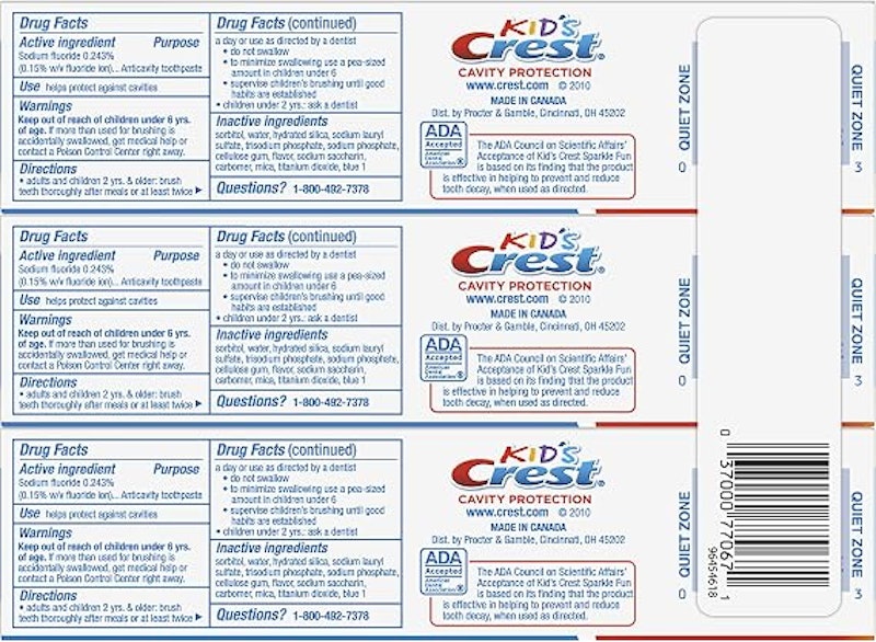 Creme Dental Kids Cavity Protection Sabor Chiclete com 3 Unidades Crest 3