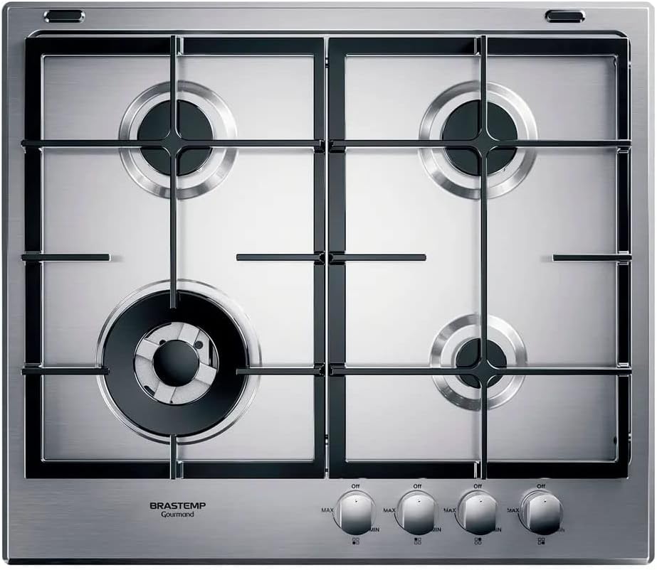 Cooktop 4 Bocas Brastemp Gourmand Inox com Duplachama e Trempe com Ferro Fundido 1