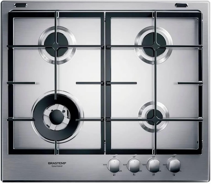 Cooktop 4 Bocas Brastemp Gourmand Inox com Duplachama e Trempe com Ferro Fundido 1