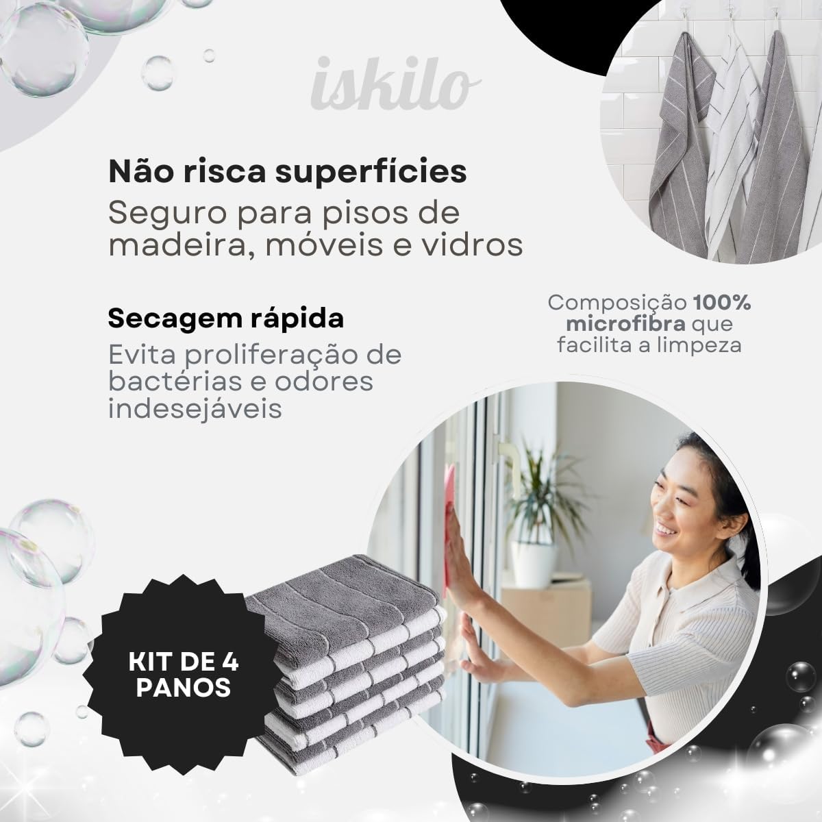 Super Pano Chão Microfibra Grande 80x50 4 Peças 4