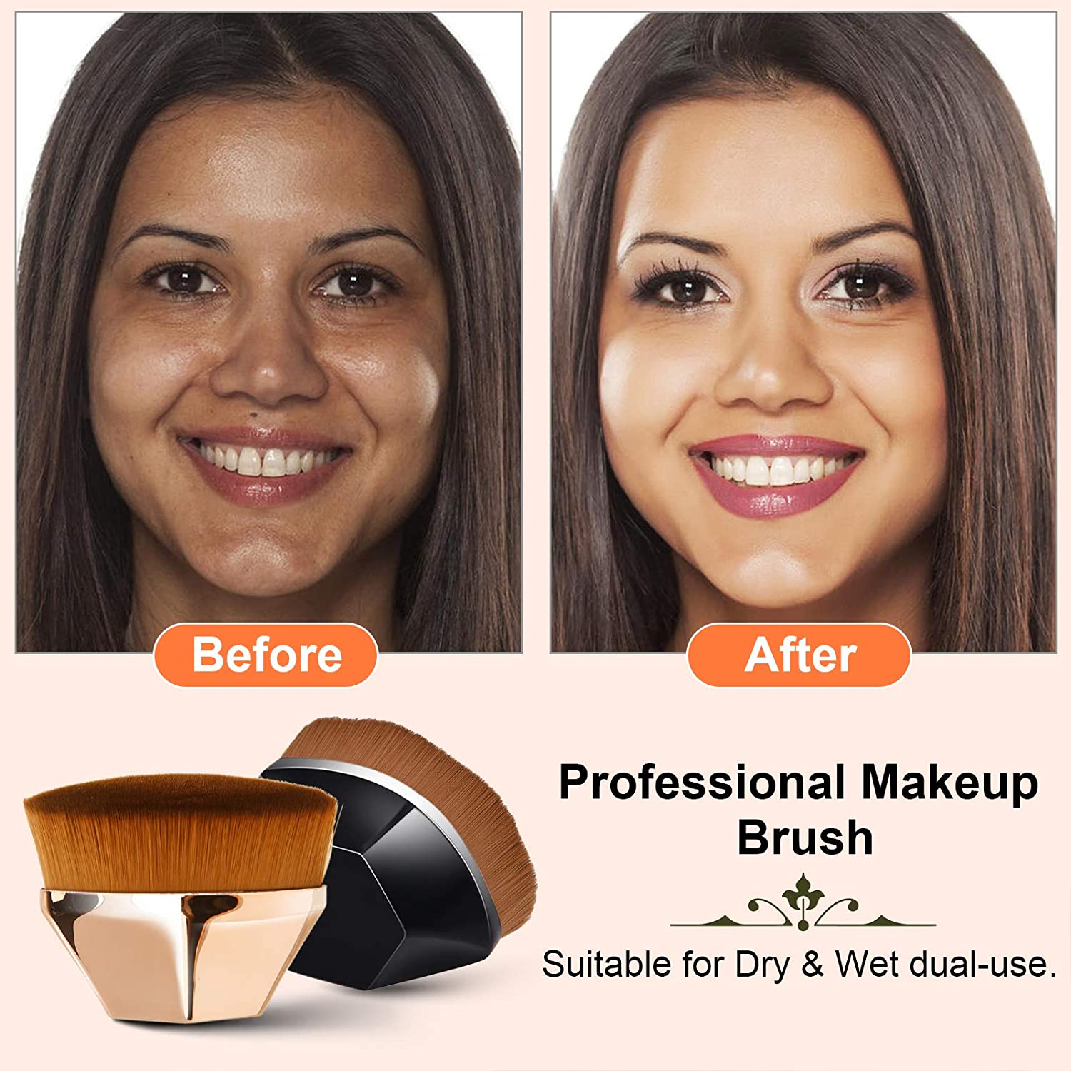 Pincel Reto de Maquiagem Facial para Base 5