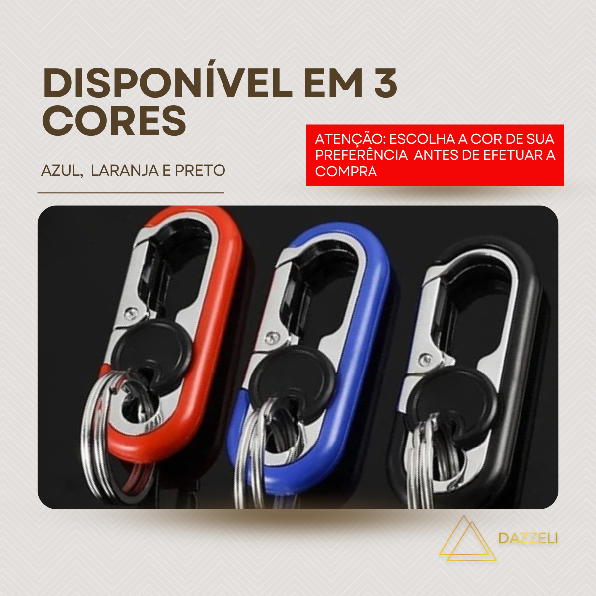 Chaveiro Mosquetão Metal Gancho com Argola 3