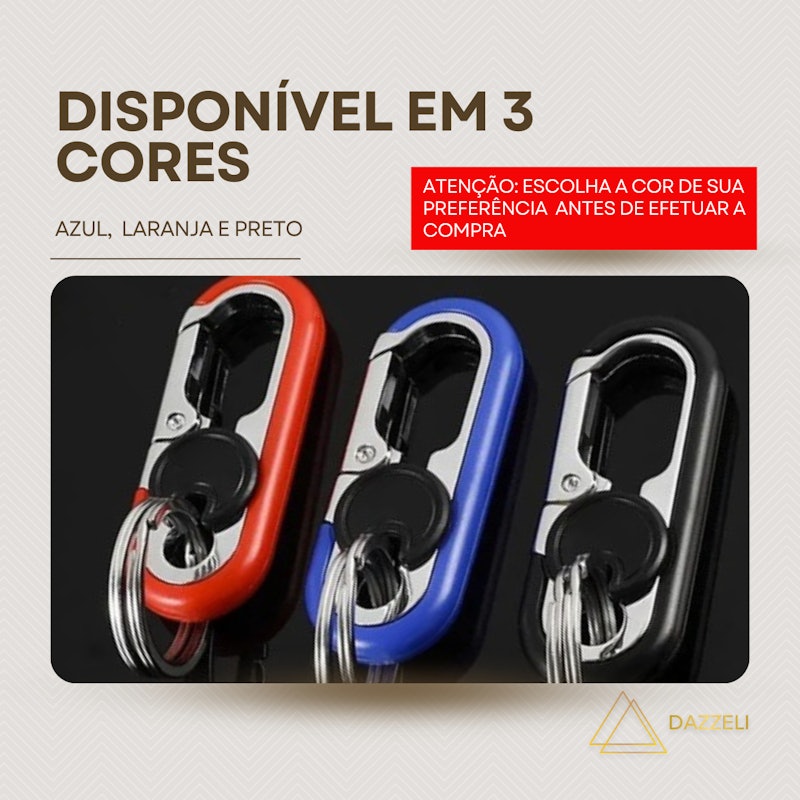 Chaveiro Mosquetão Metal Gancho com Argola 3