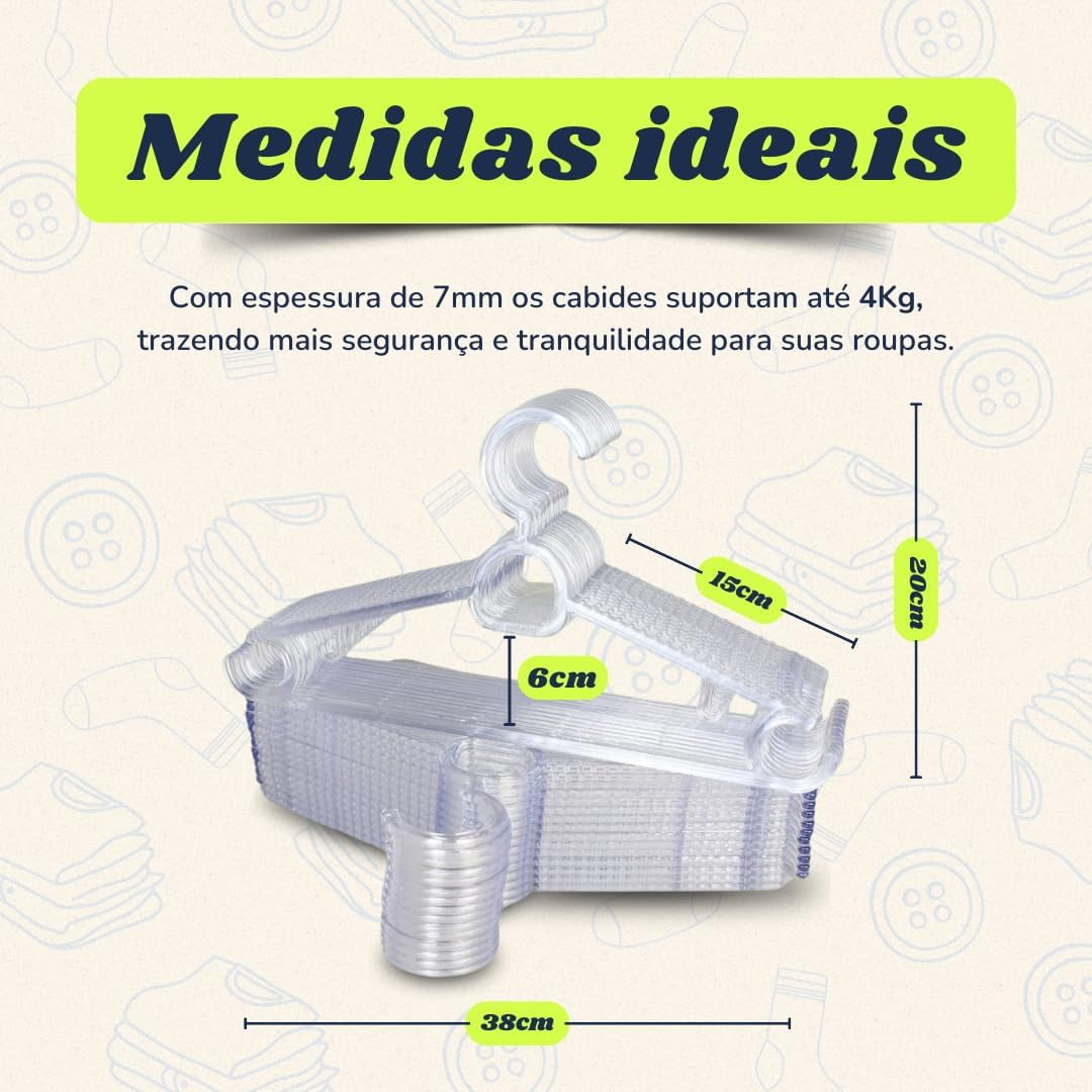 Kit 20 Cabides Acrílicos Transparentes 5