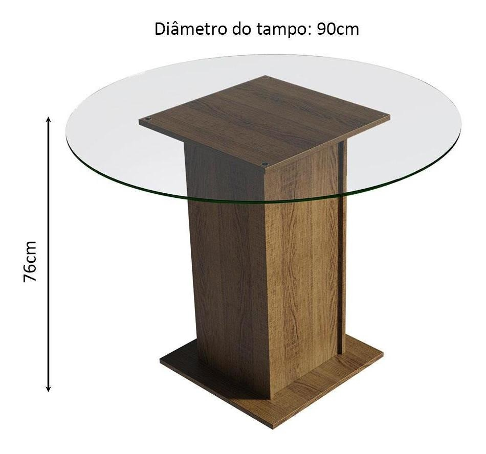Conjunto Sala de Jantar Madesa Débora Mesa Tampo de Vidro Redondo 4 Cadeiras 3