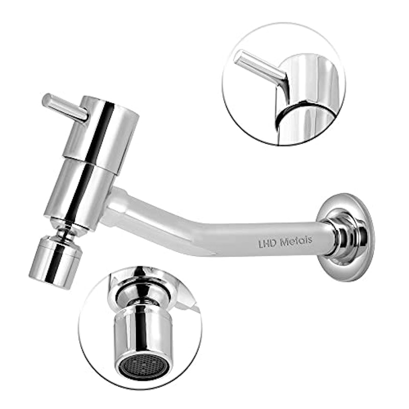 Torneira Prática Tanque/Jardim/Cozinha Reta de Parede Metal Luxo 1/4v 2