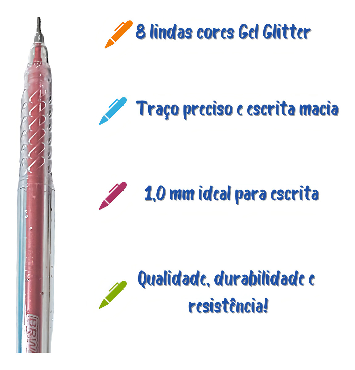 Caneta Esferográfica Gel com Glitter 4