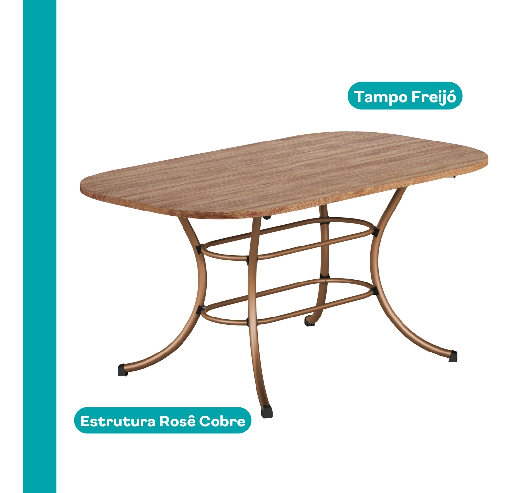 Conjunto Sala de Jantar 6 Cadeiras Fênix Carraro Rose 4