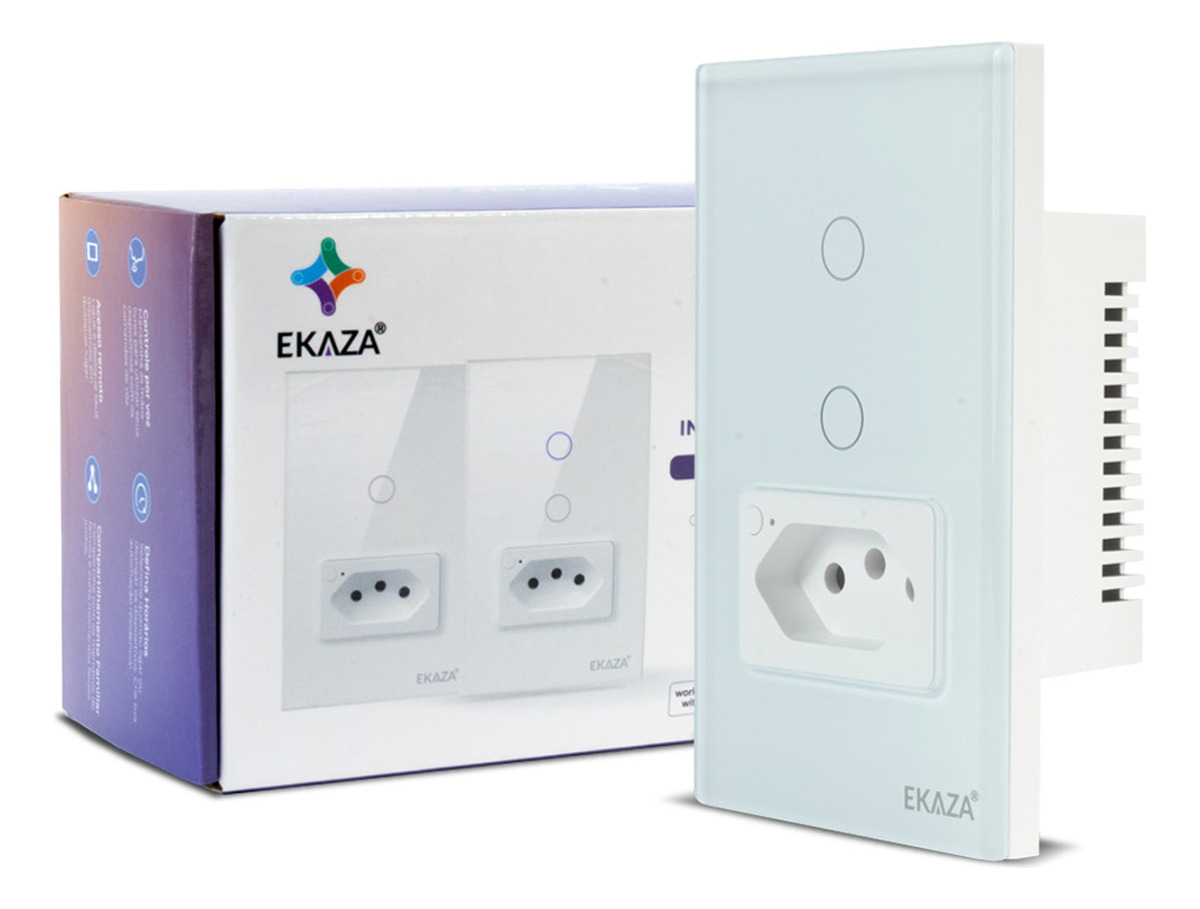 Interruptor com Tomada 20 A Touch 2.5D 2 Botões Wi-Fi 2