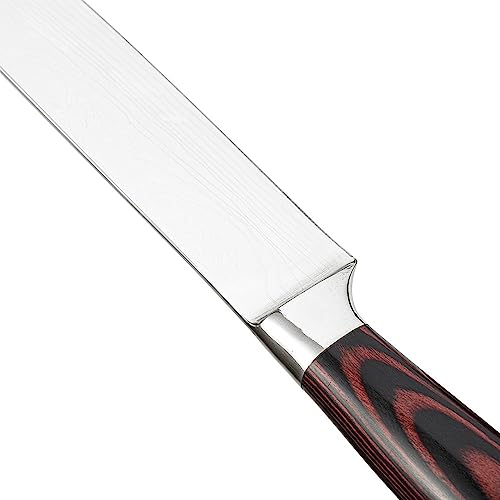 Faca Inox de Filetar Cabo Madeira Damascus 4