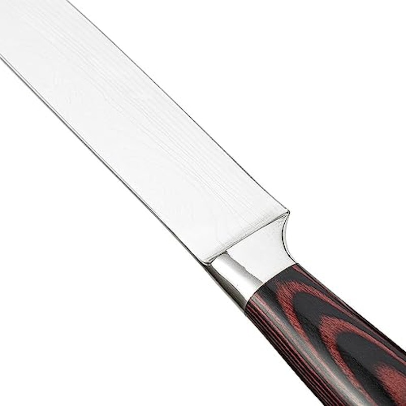 Faca Inox de Filetar Cabo Madeira Damascus 4