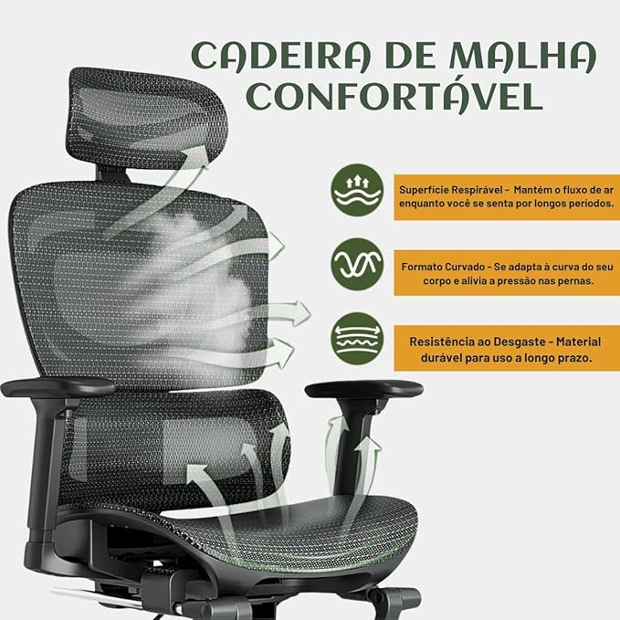 Cadeira de Escritório Ergonômica Mônaco  3